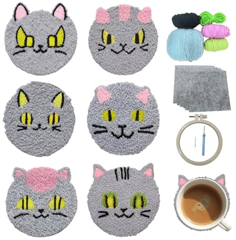 cukol cukol 6 Piezas Punch Needle Portavaso Kit para Principiantes Adultos