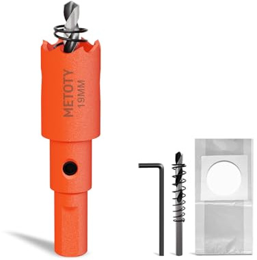 METOTY 19mm Bi-Metal Hole Saw,Universal HSS M42 Hole Saws,with Triangular Shaft Adapter and Centring Drill, One Free Dust Bag for Aluminum, Metals, Plastics, Acrylic Glass, Wood, Gypsum board