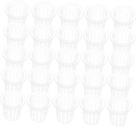 BESTonZON Cestelli di Coltivazione a Rete Bordo Largo, 50 Pezzi | Plastica Fessure, Facile da Sollevare e Trasportare, Aerazione per Radici, Sistemi di Coltivazione fuori Suolo e Acquaponici