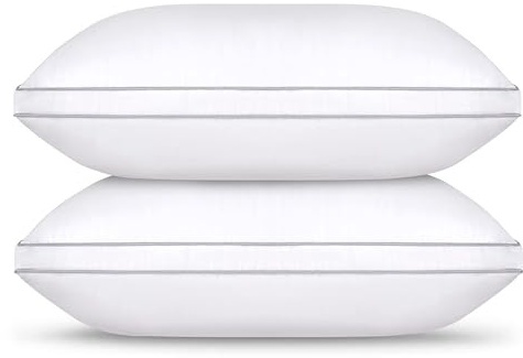 Vbvbip Lot de 2 oreillers de lit doux de taille standard – Oreillers de lit de la collection hôtel pour dormir, oreillers confortables en duvet alternatif avec soutien ergonomique pour les personnes