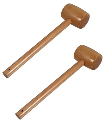 TOVINANNA 2pcs Natural Hardwood Beechwood Crab Mallets Wooden Seafood Crackers Hammer Set for Lobster and Shellfish Cooking Tools