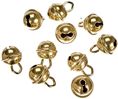 Rayher Metallglöckchen kugelförmig, gold, 9 mm ø, Beutel 10 Stück, Schellen, Weihnachtsglöckchen, Deko Glöckchen, Glöckchen zum Basteln, 2503006