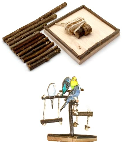 Vogelgaleria® Vogelspielplatz selber Bauen. DIY Bausatz für tolles Vogelspielzeug aus Naturholz