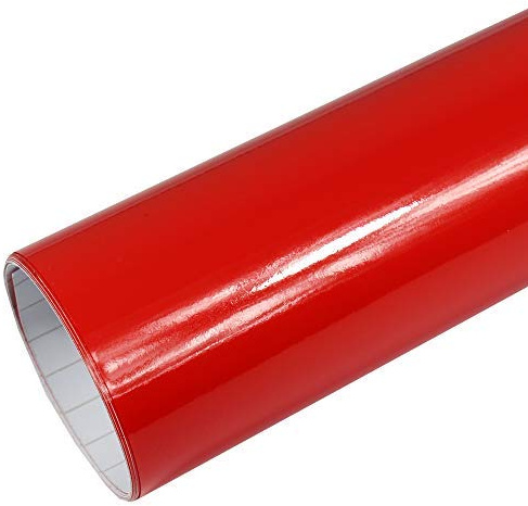 Rapid Teck® 5,26€/m Premium Glanz Rot - 3m x 1,52m - Blasenfrei mit Luftkanälen - Auto Folierung - Car Wrapping Folie - Schwarze Folie Auto