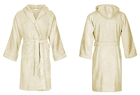 Bassetti Nuovo Accappatoio 100% Spugna di Puro Cotone Tinta Unita Lungo con Cappuccio e Tasche Altamente Assorbente Uomo Donna Unisex S-5XL