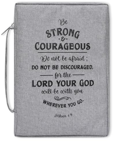 Christian Art Gifts Herren/Damen Bibelumschlag Strong & Couragrous Joshua 1:9, graue Leinwand, groß