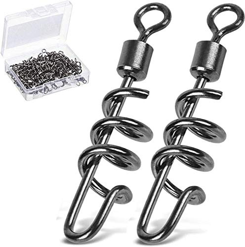 AMYSPORTS Fishing swivels Corkscrew snap swivels Fishing Tackle swivels Saltwater Freshwater Leader Lure jigs line Connector 50pcs 198lbs