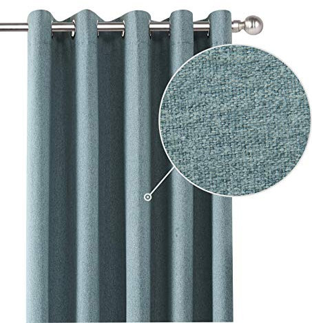 Coastline Luna brushed blackout eyelet curtains Duckegg Teal thermal insulated window treatment 2 panels blinds floor curtains for bedroom,Livingroom,Kids nursery room Width 46 xDrop72
