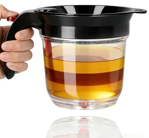 Fat Separator, 33.8 Oz Gravy Separator with Bottom Release Oil Gravy Measuring Cup Fat Grease Strainers for Kitchen Cooking
