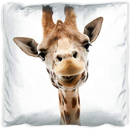 Wallario Dekokissen 40 x 40 cm mit schwarzer Rückseite, Giraffenkopf, Kuschelkissen mit weicher Plüsch-Oberfläche