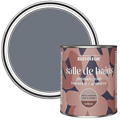 Rust-Oleum Grey Moisture Resistant Bathroom Wood and Cabinet Paint in Gloss Finish - Marine Grey 750ml