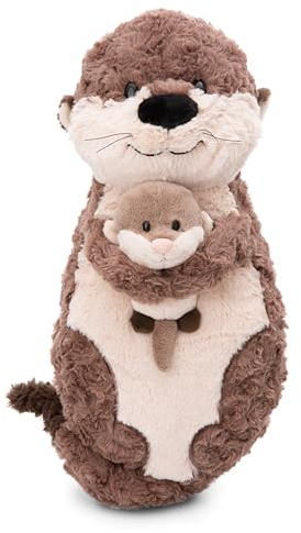 NICI Kuscheltier Otter Oda & Odalina 40 x 20 cm – 2-in-1 Kuschelkissen aus weichem Plüsch, Dekokissen in Otter-Form für Kinder & Erwachsene, 49169, tolle Geschenkidee, beige & grau