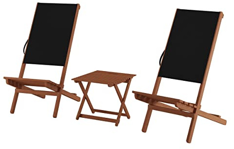 Erst-Holz Wikingerstuhl-Set Lagerfeuerstuhl Anglerstuhl Strandstuhl Partystuhl Stofffarbe schwarz V-10-365