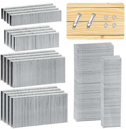 Tanstic 3624 piezas de grapas de corona estrecha de calibre 18 de 1/4 pulgadas con clavos de clavo, 3/4 pulgadas, 1 pulgada, 1-1/4 pulgadas, 1-1/2 pulgadas de acabado galvanizado y clavos de 1 pulgada