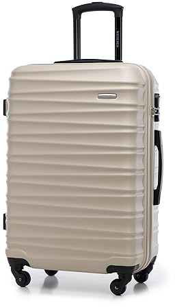 WITTCHEN Valigia Media Trolley Valigia Rigida in ABS Valigia Bagaglio Valigie con 4 Ruote Serratura a combinazione Maniglia telescopica Groove Line beige Ryanair/ITA Airways/easyJet