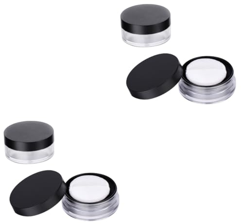 Beavorty 4stücke Leere Runde Puderbehälter Mit Elastischem Mesh Und Puderquaste Tragbarer Kosmetik-container Für Lose Puder Schwarz