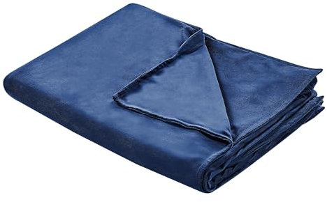 Beliani Modern Duvet Weighted Blanket Cover Polyester Fabric 120 x 180 cm Solid Pattern Navy Blue Rhea