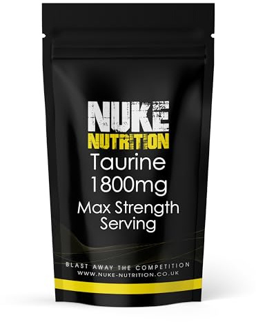 Nuke Nutrition Taurine Capsules 1800mg x60 - Taurine Nutritional Supplements for Energy Boost & Performance Enhancement - Taurine Supplement