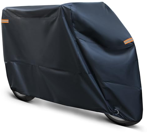 ANFTOP Housse de Moto Exterieur Impermeable, Bâche Protection Moto Interieur Étanche,210D à la Poussière/Neige/Pluie, au Vent, Soleil pour Couverture Moto Scooter XXL