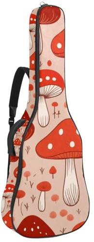 Universal Gitarrentasche 40/41/42 Zoll Akustikgitarren Koffer mit Zubehörfach, wasserdichte Gigbag mit Schutzschicht, Rot Pilz Muster, mehrfarbig, 42.9x16.9x4.7 in, Gitarrentasche