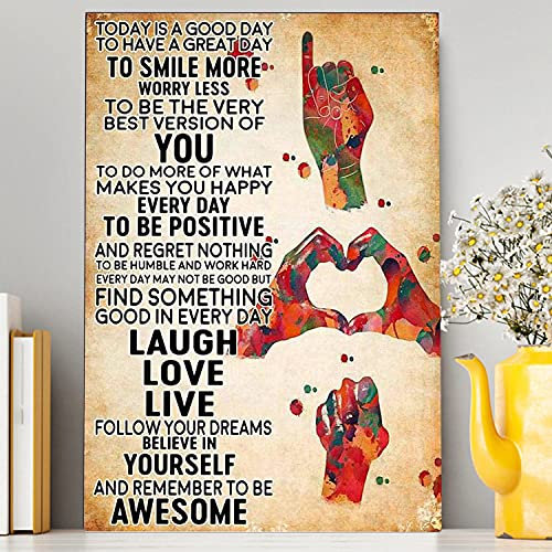 Biopracess Sign Language I Love You Autism Fighter Autism Awareness Month Autism Support Gift Motivational Gift Metal Sign Poster 8x12 inches