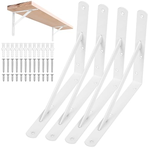 4 Pcs Equerre Etagere Murale, Équerre Étagère Flottants, Support Etagere Murale Fixation, Supports d'étagère Muraux, Supports en Triangulaires en Métal, Noir/200x150x25 mm (255x200x25x3mm)