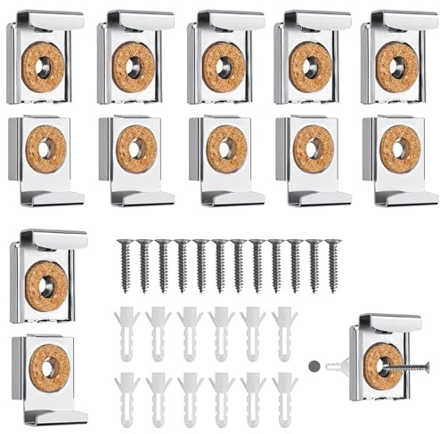 12 Stück Spiegelhalterung Wand,Spiegel Halterung Wand,Pfostenträger Höhenverstellbar,Spiegelaufhänger mit Schwere Dübel und Schrauben für Schweren Spiegel Glas für Bad- und Zimmerspiegel