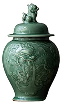 HJUGHPN Celadon - Recipiente de cerámica creativa en relieve para té, café, azúcar, diseño retro hecho a mano, para guardar granos de café, accesorios
