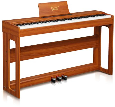 Glarry Digital Piano 88 Weighted Keys with Piano Headphones, Full Weighted Hammer Heavy Action Electric Keyboard Piano for Beginners, Piano Keyboard with 3-Pedal Unit, Double Bluetooth (Walnut)