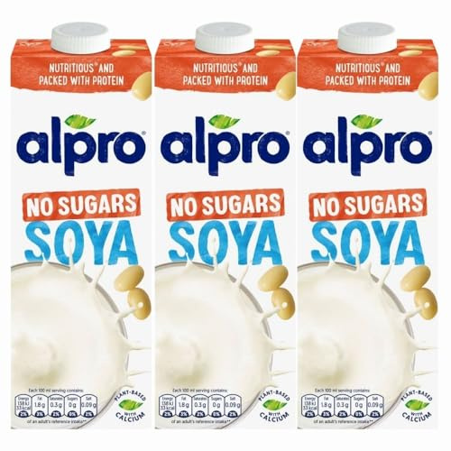 Alprodrink No Sugars Soya Milk 1L x 3, High Protein Plant Based Vegan Drink, Unsweetened Long Life UHT Non Dairy with Welari Thank You Card | (3pack)