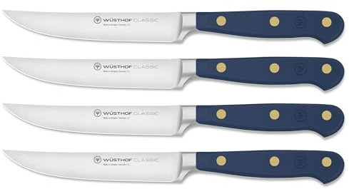 WÜSTHOF Classic Set de couteau à steak avec 4 couteaux, 12 cm, Wild Blueberry (Bleu)