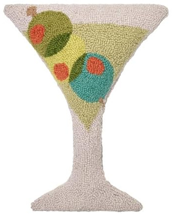 Peking Handicraft Martini Glass Shaped Hook Blown in Filled Pillow, 16-Inch, Multicolor