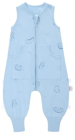 LAT Gigoteuse d'été a Pieds pour bébé 0,5 TOG, 100% Coton Sac de Couchage pour Bébé, Gigoteuse avec Jambes et Poches pour Bébé, Turbulette d'été avec Pieds