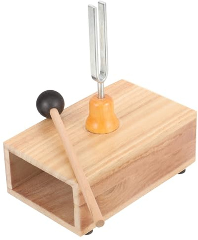 FOMIYES Stimmgabeln für Physikalische Akustikexperimente Stimmgabelset mit Schlägelkasten Klangwerkzeug für Lehrversuche und Experimente Schwingungsstimmgabel Holz Präzise Stimmung