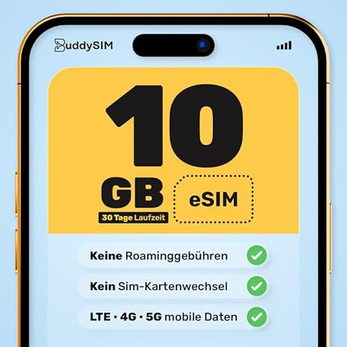 BuddySIM – eSIM USA – Für iPhone & Android Smartphones - Digitale SIM-Karte ohne Vertrag – 5G LTE Highspeed Daten – Aktivierung via QR Code in 30 Sek. – Keine Roaming-Gebühren – USA SIM Karte 30 Tage