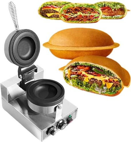 Macchina per hamburger, pressa elettrica, macchina per hamburger, brioche per gelato, hamburger, pressa per panini, piastre antiaderenti, controllo indipendente della temperatura per panette