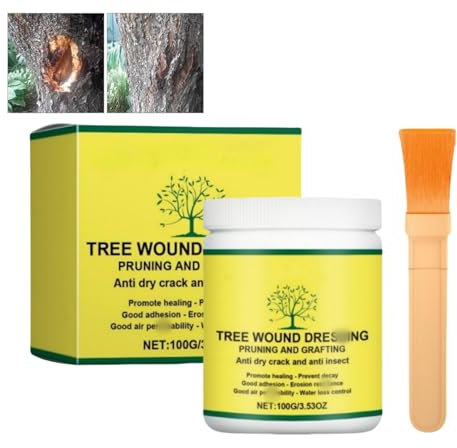 100g Tree Wound Sealer,Tree Pruning Sealer,Tree Wound Dressing,Bonsai Cut Paste,Tree Woun-d Pruning Sea-ler with Brush,Plant Healing Paste,Tr-ee Grafting Supplies with Brush,Grafting,Plant Protection