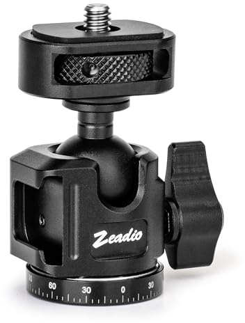 Zeadio Ball Head Mount with 1/4 & 3/8 Thread - 360° Panoramic Heavy Duty Metal Camera Mount Tripod Head for DSLR, Gimbal, Action Cam (Medium)