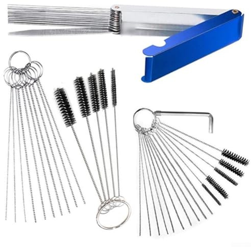 Besttoolifes Kit de 4 brosses de nettoyage de carburateur en acier inoxydable 304 avec boîte de rangement pour l'entretien du véhicule