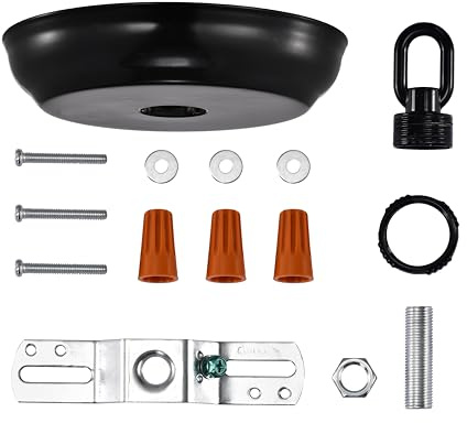 Mr.Color Deckenbaldachin Schwarz Ø130x25mm für Pendelleuchten | Deckenrosette inkl. Befestigungsmaterial. Deckt Kabelanschlüsse sauber ab für Pendelleuchten, Hängelampen & DIY