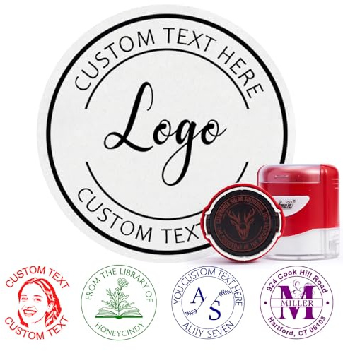 Custom Logo Stamp - Personalised Self Inking Stamps - Custom Ink Stamp with Logo Name Text for for Book, Teacher, Address, Office