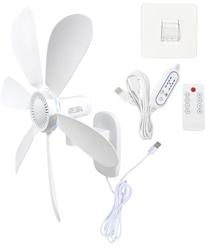 Zkydhbd Ventilador USB de pared con temporizador de 8 horas y 4 velocidades para dormitorio, oficina, garaje, diseño silencioso, ahorro de espacio, ventilador silencioso montado en la pared