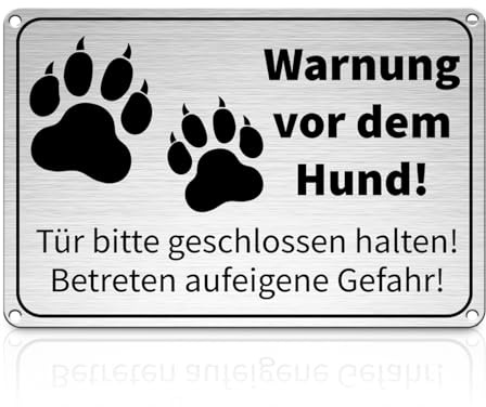 Vorsicht Hund Schild, Aluminium Warnung vor dem Hund Schilder Mit Selbstklebend, UV-beständig Wasserdicht Achtung Hund Schild Hundeschilder Warnung 30x20cm