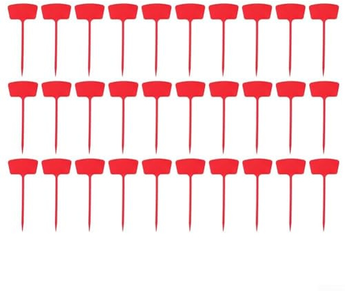 Lot de 30 grandes étiquettes en plastique pour plantes de jardin - 36 cm - Pour identification et décoration de jardin - Rouge