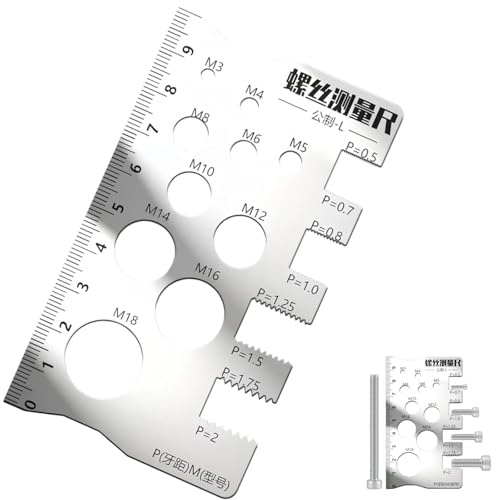 Stainless Steel Double-Sided Bolt Gauge Card,Thread Gauge Metric and Imperial,High Precision Thread Pitch Gauge,Bolt Thread Checker,Bolt Measuring Tool,Screw Measuring Gauge,Bolt Size Finder