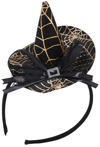 CAZSTYK Spinnennetz-Muster, Hexenhut, Haarband, rutschfestes Design, Haarreif für drinnen und draußen, Halloween und Karneval, Party, Verkleidung, Hexenkostüm, Haar-Accessoire