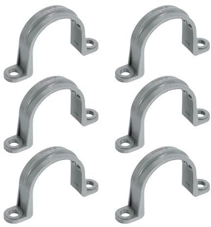 sourcing map Lot de 6 sangles de tuyau en PVC de 3,8 cm, colliers de serrage en plastique à double trou en forme de U avec nervures antidérapantes pour fixation de tuyau, tube, câble (gris)