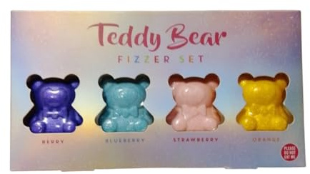 Teddy Bear Bath Fizzer Gift Set Cute Bear-Shaped Fizzing Bath Bombs in Berry Blueberry Strawberry and Orange Scents Perfect for Pampering Gifting Relaxing Bath Time