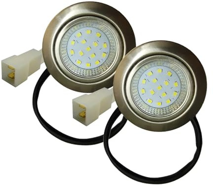 2 Pièces 2 Pouces 50mm Trou Cuisinière Hotte Ampoule Lumière 1.5W DC 12V Cuisinière Hotte Fumée Évent Lampe Armoire Lumière DJ612 Connecteur(White 6000K)