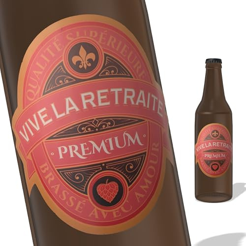 FunFest - 3er Set Etiketten für Bierflaschen - Vive la Retraite - Grün & Gold (Achtung: Text auf FRANZÖSISCH)